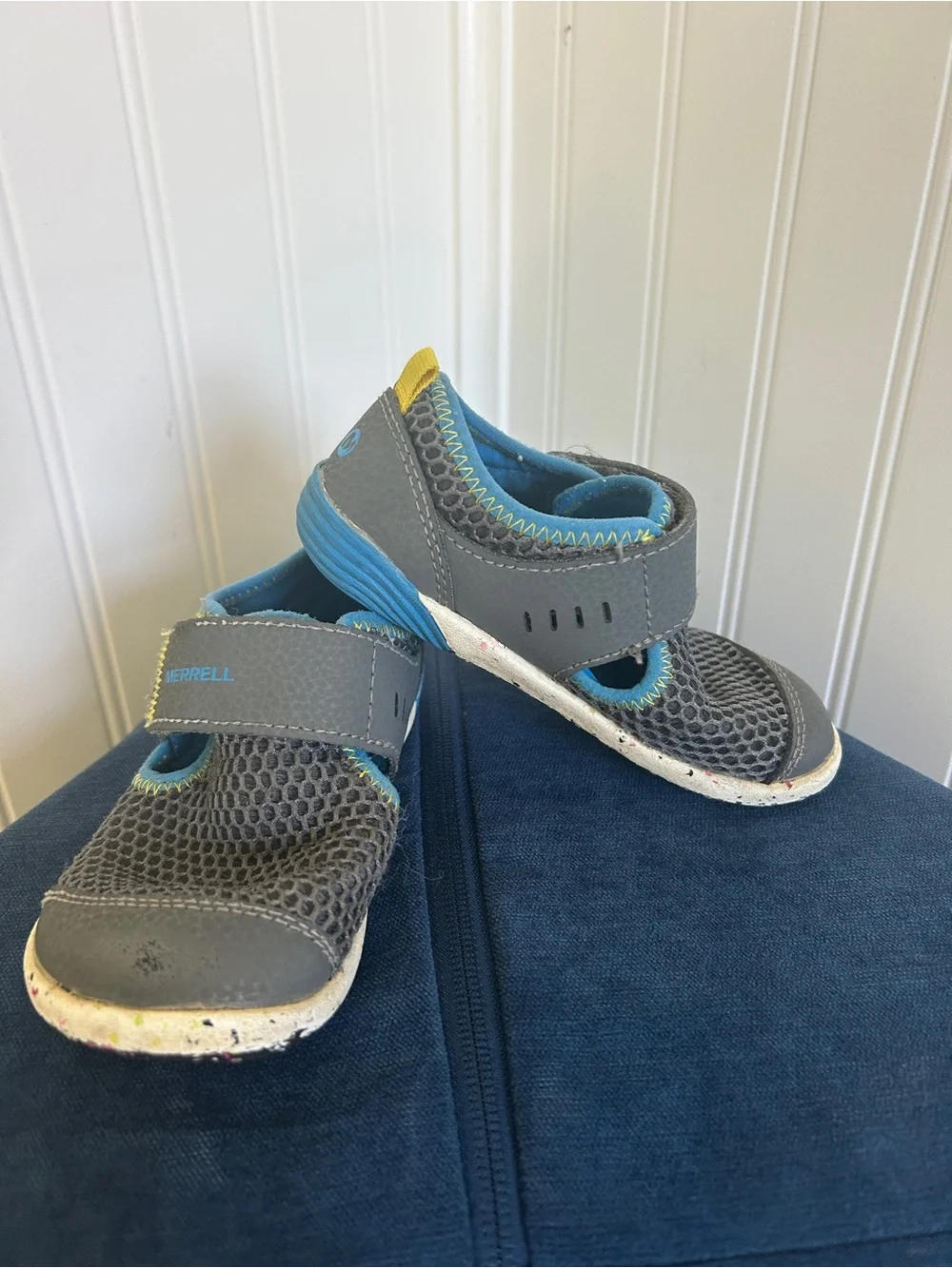 Merrell Kids Gray and Blue Mesh Sneakers